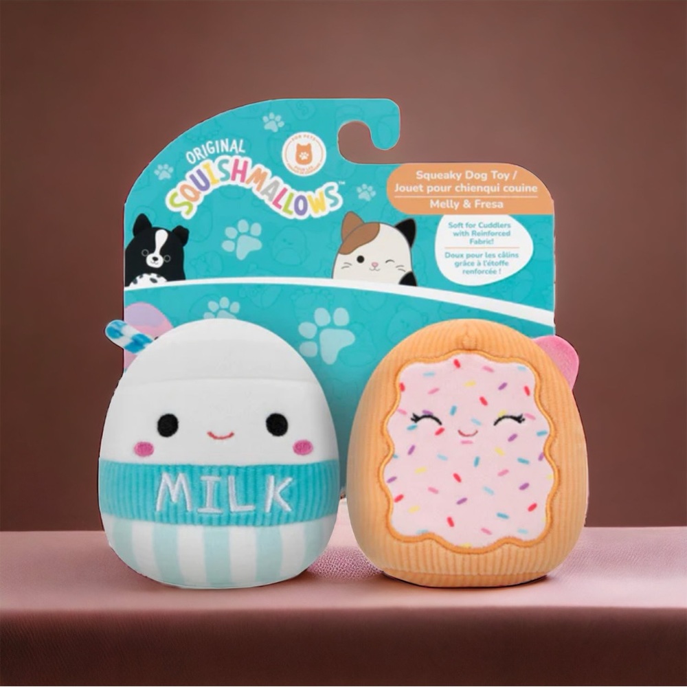 2-Pack Squeaky Plush Dog Toy (Breakfast - Melly & Fresa)